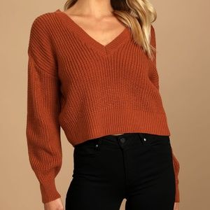 Lulus "Double the Fun" Rust Brown Knit Reversible Sweater